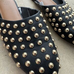 A New Day Black Mules with Gold Studs